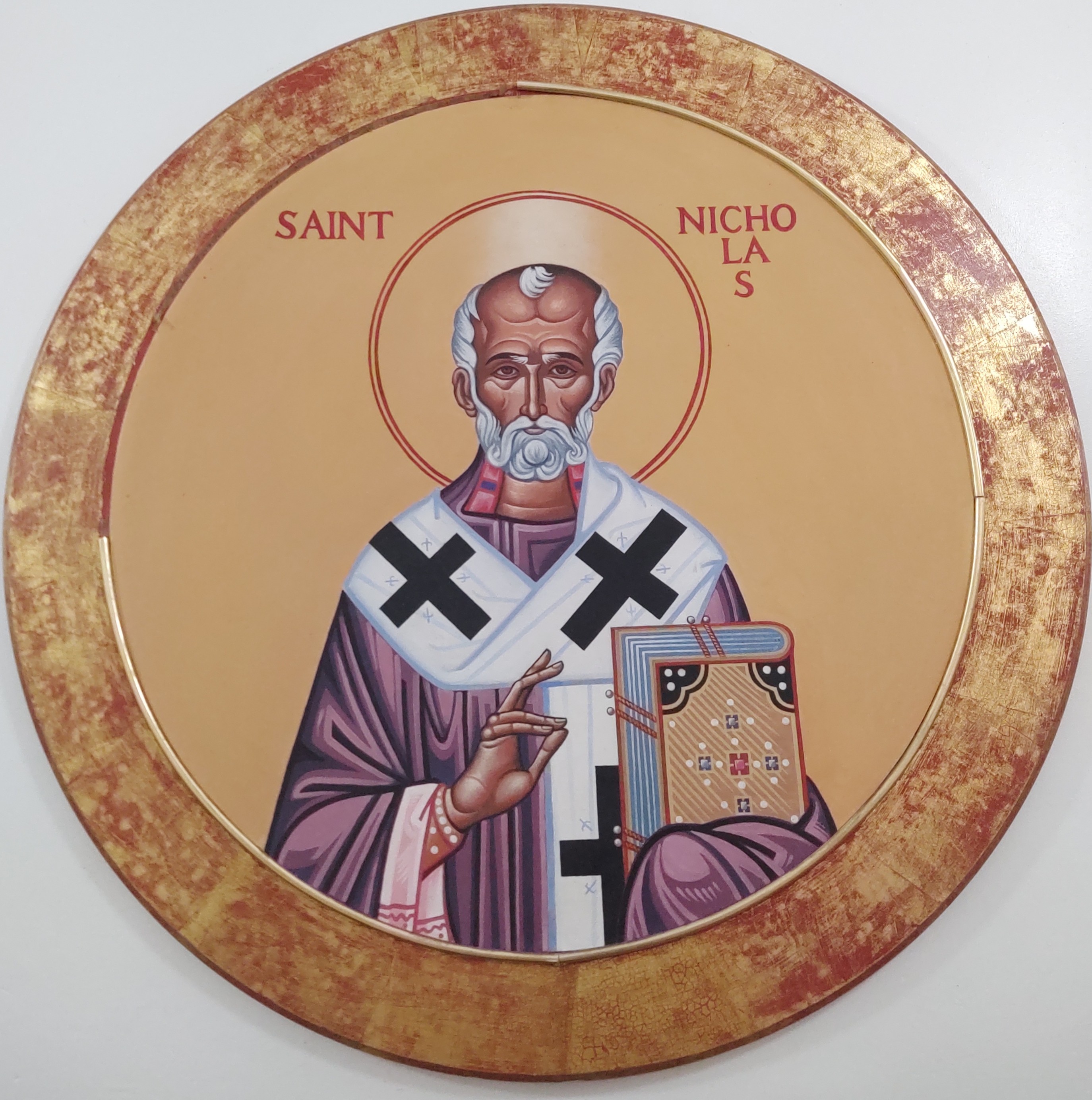 A Circular Icon of St Nicholas of Bari